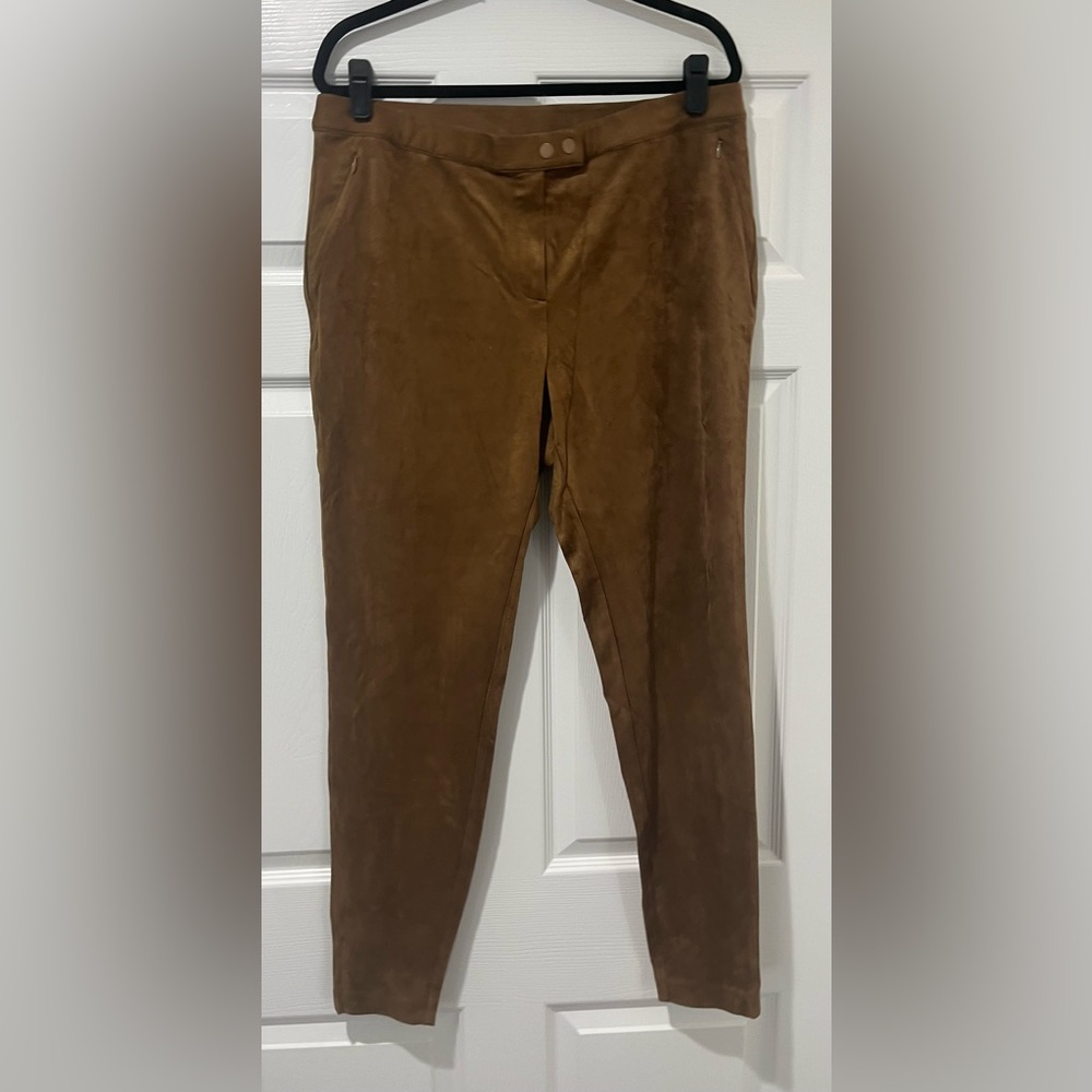 Brown Faux Suede Tall Skinny Ankle Pants